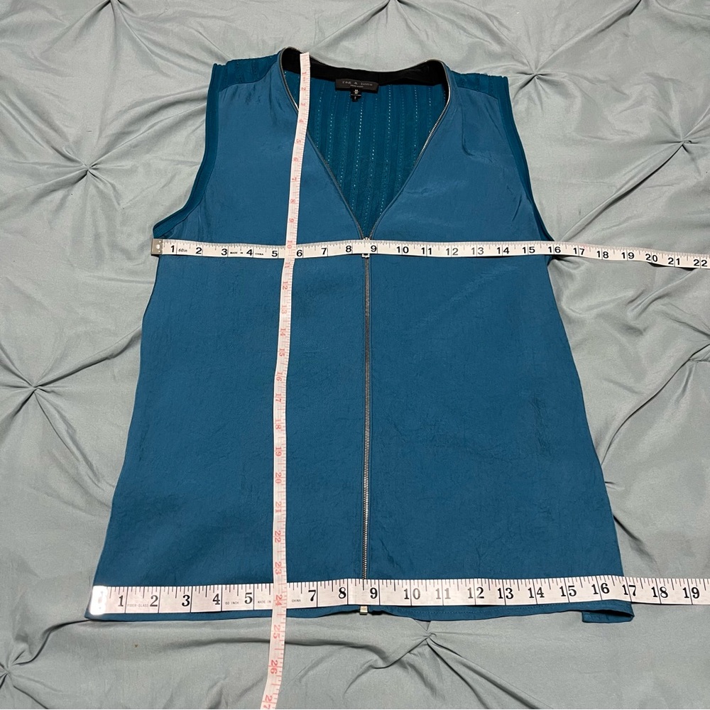 Rag & Bone Valerie Zip-Front Sleeveless Top in Blue Teal size Medium - Picture 10 of 10